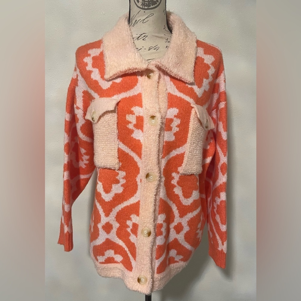 Polagram Orange and Cream Sweater - Picture 5 of 9